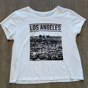 Forever 21 Los Angeles White Cropped T Shirt Small EUC
